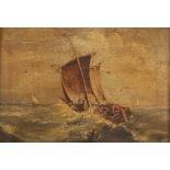 A.J. Andrews, 1889, after John Moore, 19th Century seascape depicting fishing boat in heavy swell,