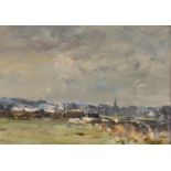 John Burman born 1936, study of the tower of Royal Hospital school, Holbrook, with buildings and