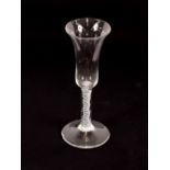 A 19th Century glass bell shaped bowl and cotton twist stem, 19cm