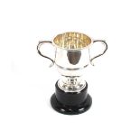 An Edwardian silver trophy cup on stand, 9ozs., London 1908