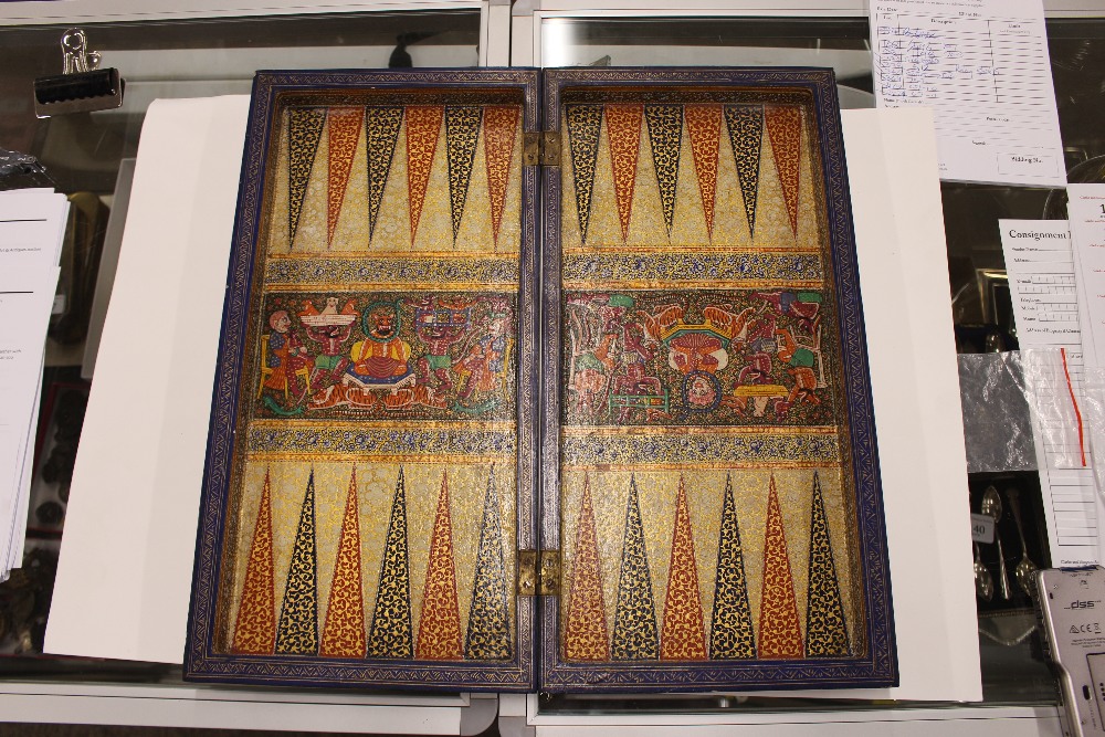 A very fine 19th Century folding chess/backgammon board, beautifully decorated together with two - Image 10 of 16