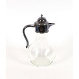 A glass and electro plated baluster claret jug, 29cm high