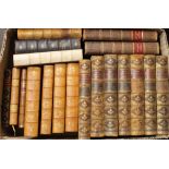 A quantity of various Antiquarian leather bound books, including Imperial Lexicon, Ben Johnson's