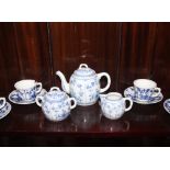 Six Royal Crown Derby coffee cans and saucers; and a Meissen design blue and white part tea and