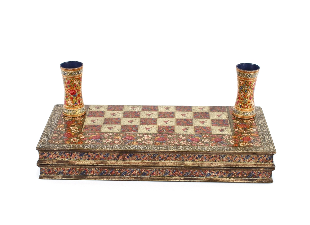 A very fine 19th Century folding chess/backgammon board, beautifully decorated together with two - Image 2 of 16