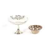 A George V silver dish, Birmingham 1912; and a George III silver wine funnel filter, hallmarked