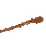 A Victorian naturalistic knobbly blackthorn walking cane, 91cm long