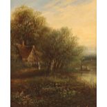 Edwin Butler/Edward Britian, a pair of rural studies depicting cottages beside a river, signed