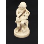 A 19th Century Parian ware figurine, depicting a seated girl with dog entitled  "Go to sleep" by