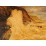 M. Payne, study of waves breaking on a shoreline, signed oil on canvas, 46cm x 61cm