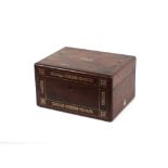 A 19th Century rosewood and mother of pearl inlaid workbox, 31cm