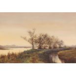 William Ayrton, 1861-1916, study of a rural river scene, signed watercolour, dated 1902, 37cm x