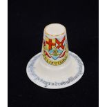A collection of numerous crested china items to include: 3 W.H. Goss sack bottles of Dartmoor,