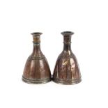 A pair of 19th Century Turkish tinned copper vases, in the 17th Century Ottoman style, with baluster