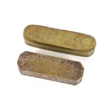 An Antique Dutch brass tobacco box, of oval form; and another of elongated octagonal form, AF, (2)
