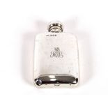 A silver hip flask, by Asprey of Bond Street, having screw hinged top, monogram decoration with