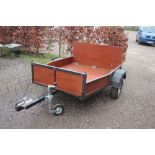 A single axle car trailer with jockey wheel and tr