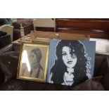 A quantity of picture frames; a pastel study of a