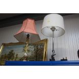 Two table lamps and shades