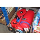 A quantity of boxing training equipment