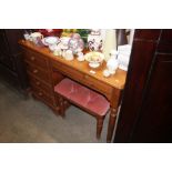A pine dressing table fitted four drawers; togethe