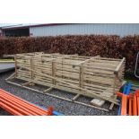 A large wooden shelving rack