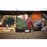 Three boxes of Christmas decorations