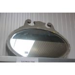 A grey painted beveled edged wall mirror