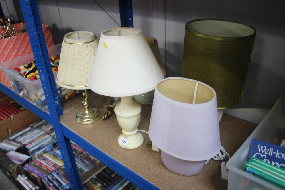 A quantity of various table lamps and shades