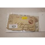Queen Victoria 1 penny pink postal covers (3), and