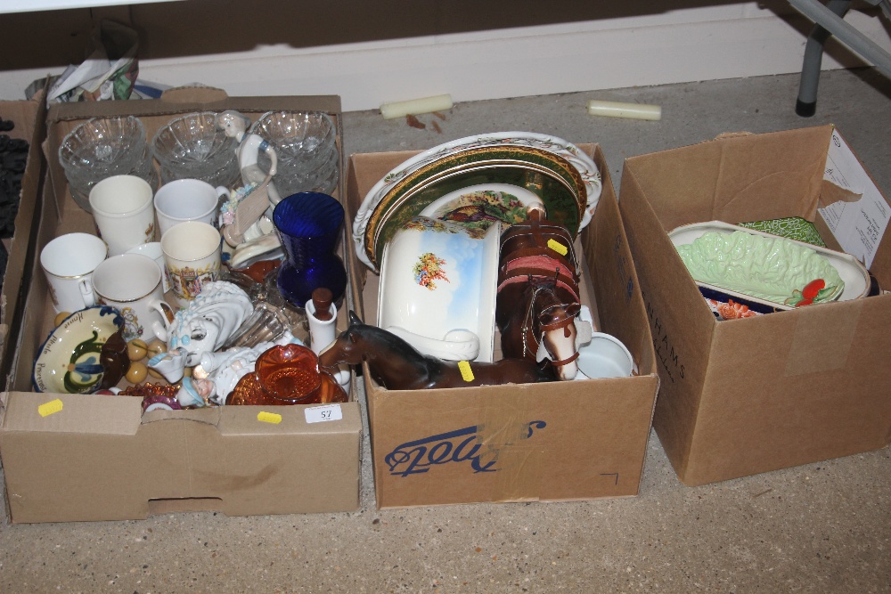 Three boxes containing ornaments; a chamber pot; p