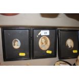 Three 19th Century miniature portraits, one readin