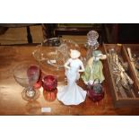 A quantity of various glassware; a Royal Doulton f