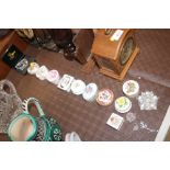 A collection of various china trinket boxes; a sma