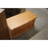 A modern pine blanket box