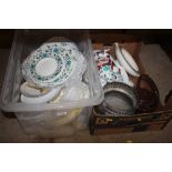Two boxes of various china; and a good quality sil