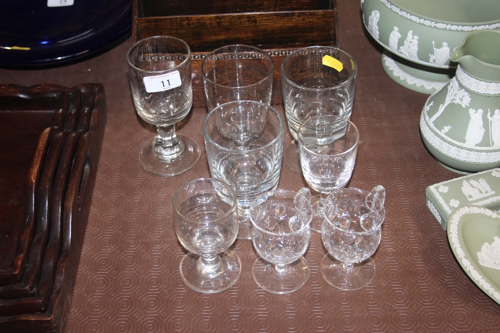 Eight various glasses, mostly 19th Century