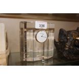 An Orrefors clear glass mantel clock