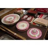 An Edwardian floral decorated washbowl and a Victo