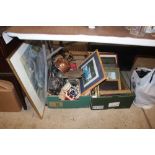 A large picture and two boxes of sundries