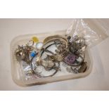 A box of silver and white metal jewellery