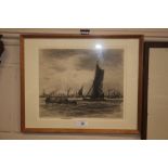 Charles Holloway 1838-1897, framed charcoal drawin
