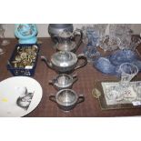 A silver plated four piece teaset by Walker & Hall