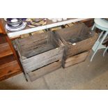Four old wooden crates