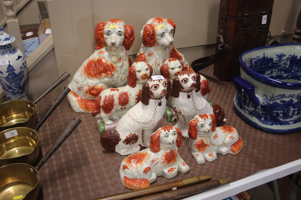 Four pairs of Staffordshire style spaniel ornament