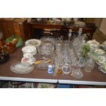 A quantity of various glassware and china plates e
