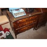 A stained pine three drawer chest