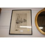 A pencil signed black and white etching by Eugene