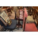 A 19th Century mahogany pole screen with gilded an