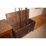 An antique oak panelled coffer